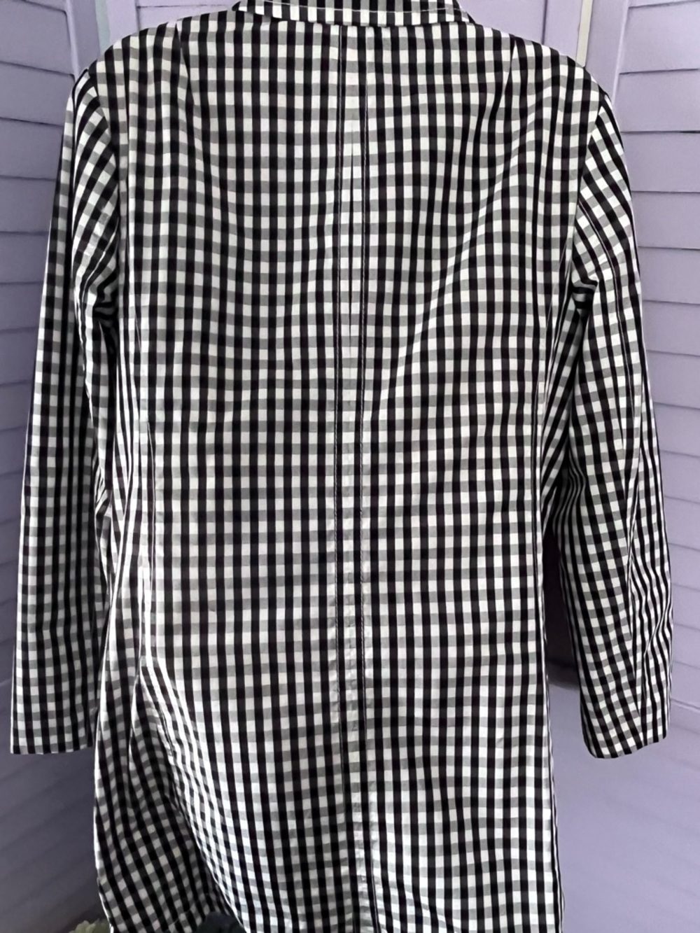 TALBOTS Black and White Gingham Women's Coat.  Fully lined. 19”ptp, 34” length - Picture 3 of 5